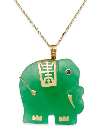 Macy's Dyed Elephant Pendant Necklace - Green