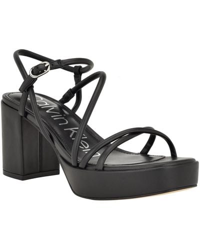Calvin Klein Lilana Block Heel Strappy Dress Sandals - Black