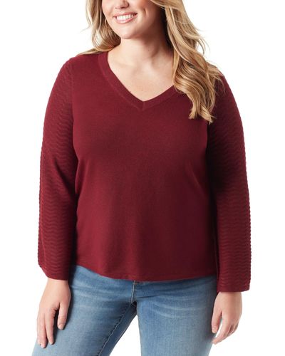 Jessica Simpson Trendy Plus Size Marietta Bell-sleeve Sweater - Red