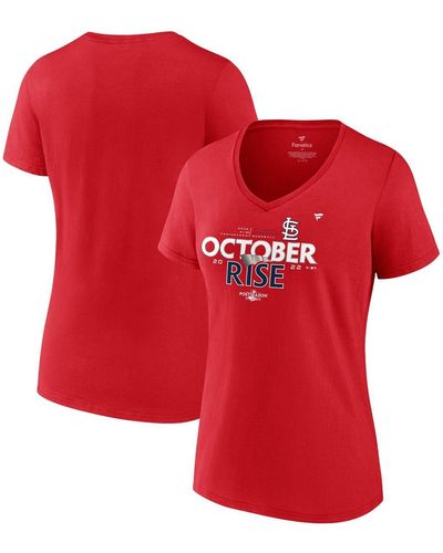 Fanatics St. Louis Cardinals 2022 Postseason Locker Room V-neck T-shirt - Red