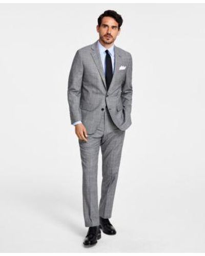 Brooks Brothers B By Classic Fit Stretch Plaid Wool Blend Suit Separate - Gray