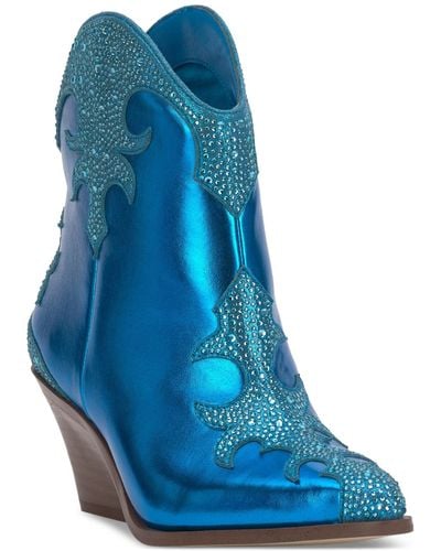 Jessica Simpson Zolly Western-style Block Heel Booties - Blue