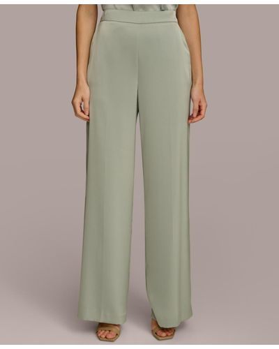 Donna Karan Satin Wide-leg Pants - Green
