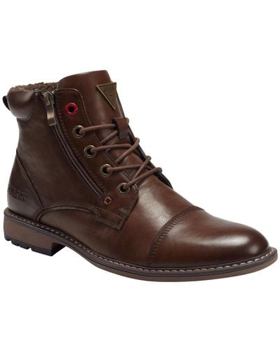 Guess Samwell Cap Toe Lace Up Casual Boots - Brown
