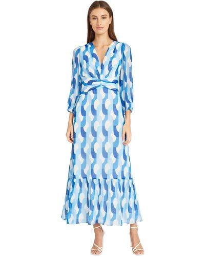 Donna Morgan Geo-print Maxi Dress - Blue