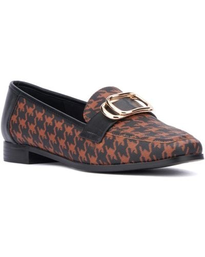 New York & Company Ramira- Slip-on Metal Accent Loafers - Brown