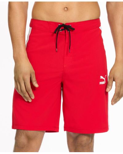 PUMA T7 Colorblocked 9" Board Shorts - Red