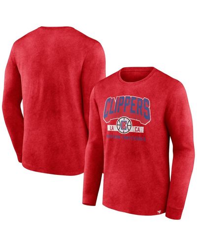 Fanatics La Clippers Front Court Press Snow Wash Long Sleeve T-shirt - Red