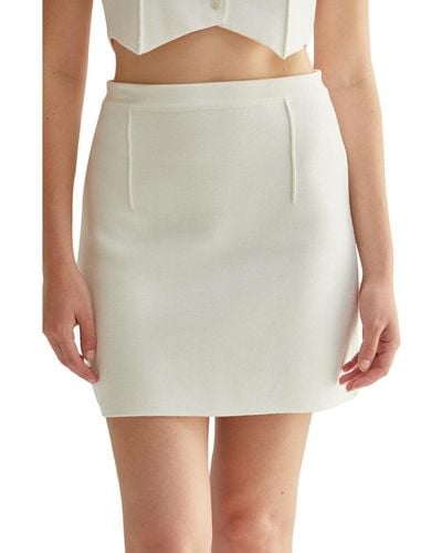 Crescent Charlotte Jacquard Knit Mini Skirt - Natural