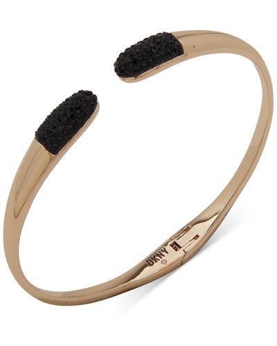 DKNY Gold-tone Pave Crystal Hinged Cuff Bracelet - Metallic