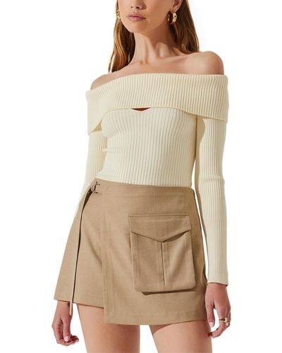 Astr Brylee Utility-pocket Mini Skirt - Natural