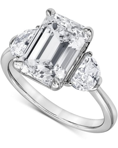Badgley Mischka Certified Lab Grown Emerald Diamond Three Stone Engagement Ring (4-5/8 Ct. T.w. - White