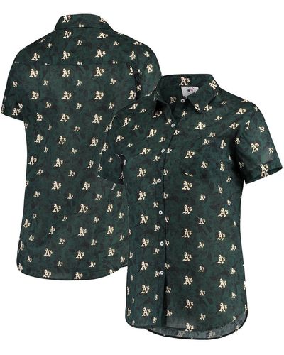 FOCO Oakland Athletics Floral Button Up Shirt - Green