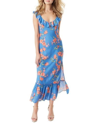 Jessica Simpson Raya Ruffle-trim Slip Dress - Blue