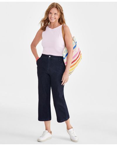 Style & Co. High-rise Wide-leg Crop Jeans - Blue