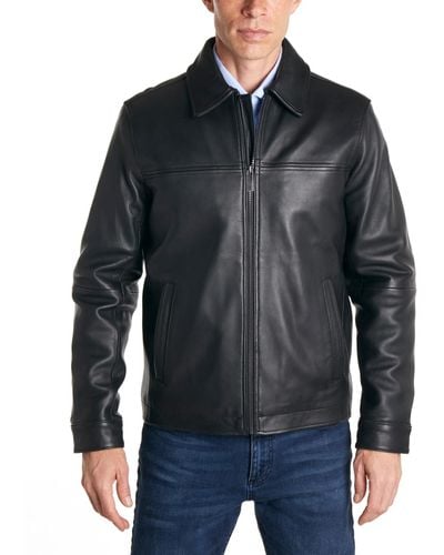 Perry Ellis Classic Leather Jacket - Black