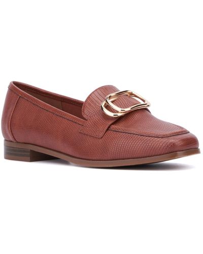 New York & Company Ramira- Slip-on Metal Accent Loafers - Red