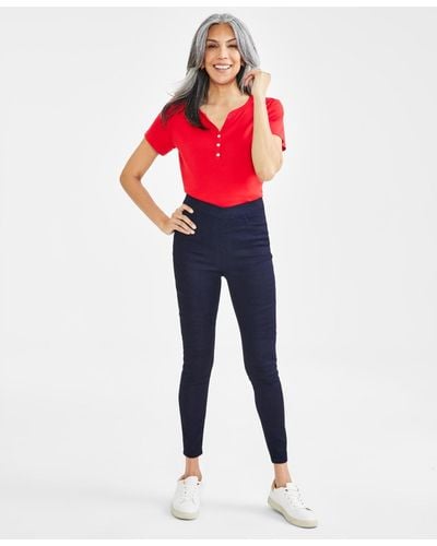 Style & Co. Petite Mid-rise Pull-on jegging Capri - Red