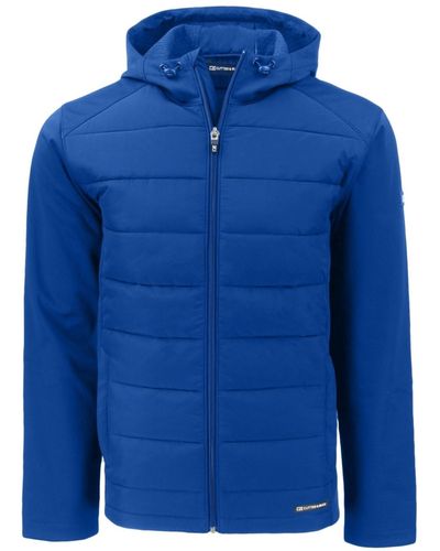 Cutter & Buck Evoke Hybrid Eco Softshell Recycled Full Zip Big & Tall Hooded Jacket - Blue