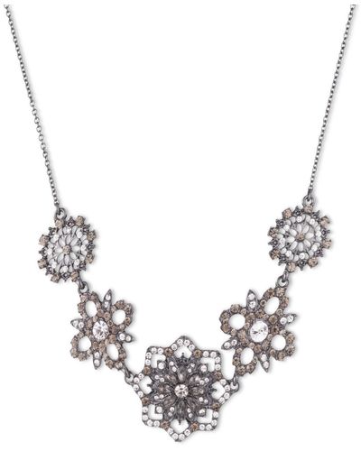 Marchesa Crystal Floral Frontal Necklace - Metallic