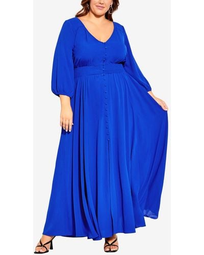 City Chic Plus Size Desire Maxi Dress - Blue