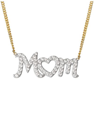 Giani Bernini Cubic Zirconia Mom Heart 18" Pendant Necklace - Metallic