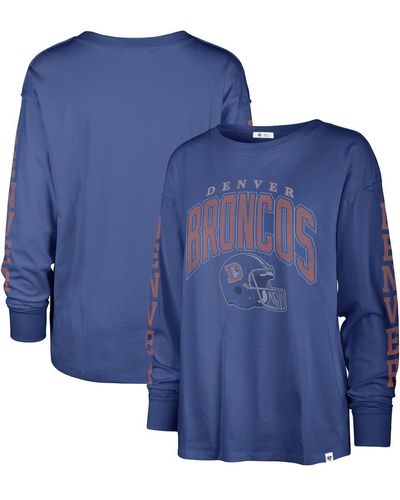 '47 Distressed Denver Broncos Tom Cat Long Sleeve T-shirt - Blue