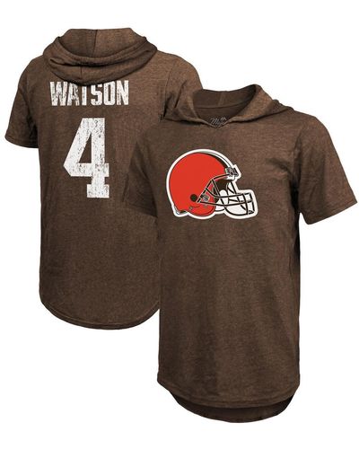 Majestic Threads Deshaun Watson Cleveland S Player Name & Number Short Sleeve Hoodie T-shirt - Brown