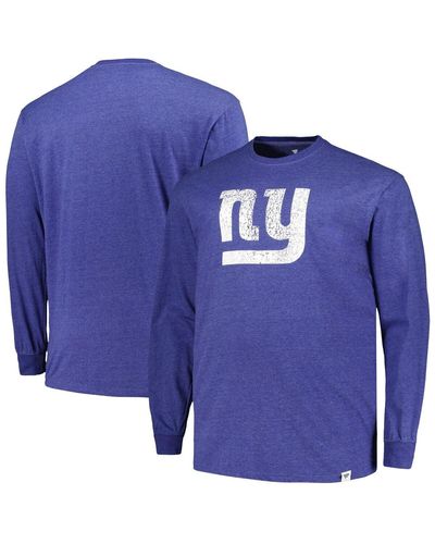Profile Distressed New York Giants Big And Tall Throwback Long Sleeve T-shirt - Blue