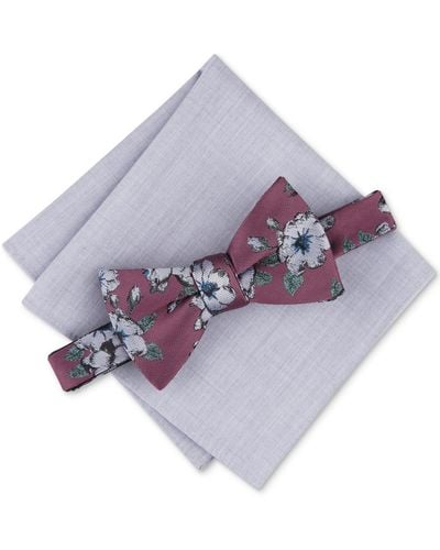 BarIII Sondley Floral Bow Tie & Soli Pocket Square Set - Red