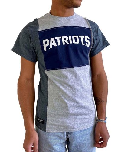 Refried Apparel Heathered Gray New England Patriots Split T-shirt - Blue