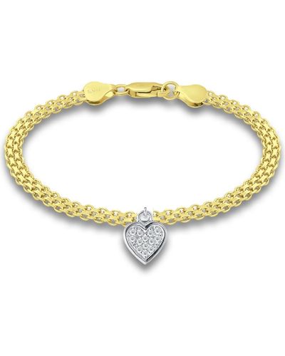 Giani Bernini Cubic Zirconia Heart Charm Bismark Chain Bracelet - Yellow
