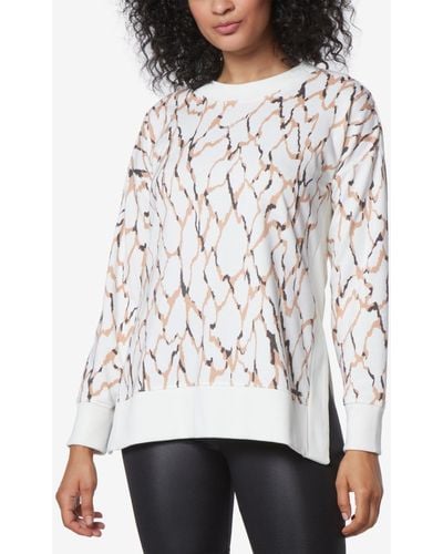 Marc New York Andrew Marc Sport Printed Tunic Length Pullover Top - White