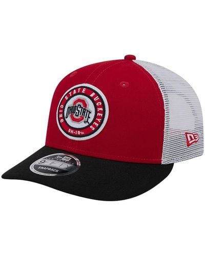 KTZ Scarlet Ohio State Buckeyes Throwback Circle Patch 9fifty Trucker Snapback Hat - Red