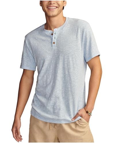 Lucky Brand Linen Short Sleeve Henley T-shirt - Blue