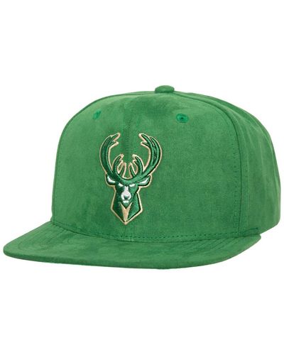 Mitchell & Ness Milwaukee Bucks Sweet Suede Snapback Hat - Green