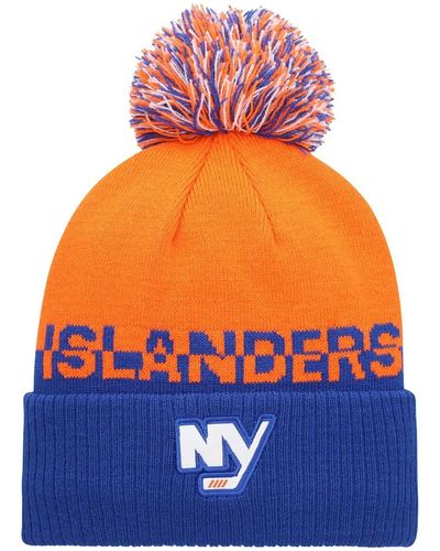 adidas Orange, Royal New York Islanders Cold.rdy Cuffed Knit Hat With Pom