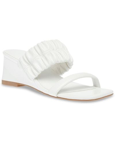 Anne Klein Galle Square Toe Wedge Sandals - White