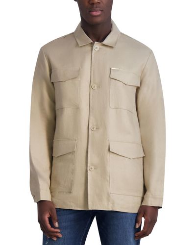 Karl Lagerfeld Loose-fit Linen Safari Jacket - Natural