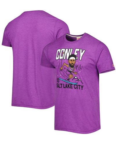 Homage Mike Conley Utah Jazz Caricature Tri-blend T-shirt - Purple