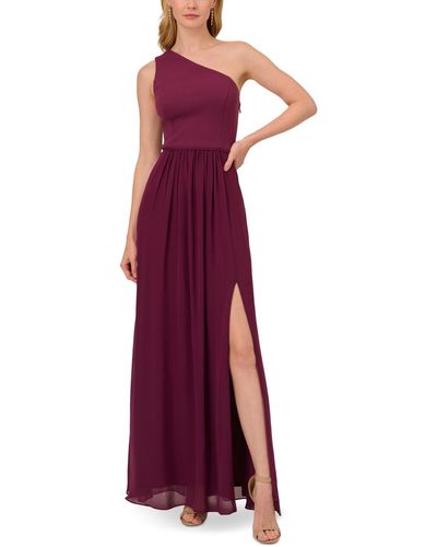 Adrianna Papell One-shoulder Chiffon Gown - Purple
