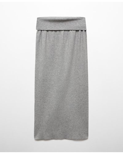Mango Long Knitted Skirt - Gray