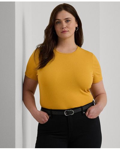 Lauren by Ralph Lauren Plus Size Short-sleeve Knit Tee - Yellow