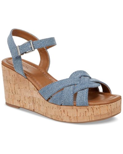 Style & Co. Cerres Ankle-strap Espadrille Wedge Sandals - Blue