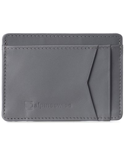 Alpine Swiss Rfid Safe Front Pocket Wallet Smooth Leather Slim Card Holder - Gray