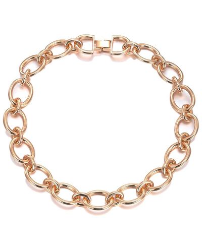 By Adina Eden Solid Open Circle Link Choker Necklace - Metallic