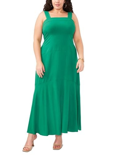 Vince Camuto Plus Size Smocked Back Tiered Sleeveless Maxi Dress - Green