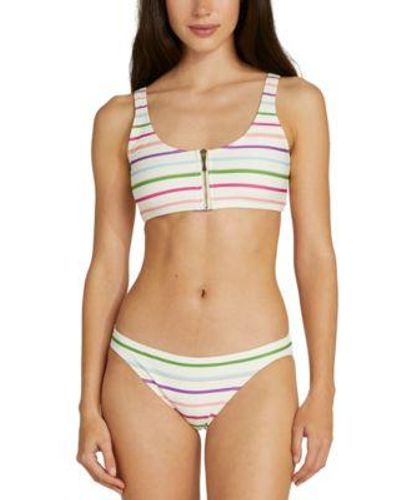 Kate Spade Zip Front Bikini Top Classic Bikini Bottoms - Multicolor
