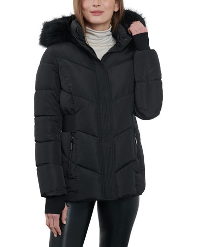 Michael Kors Faux-fur-trim Hooded Puffer Coat - Black