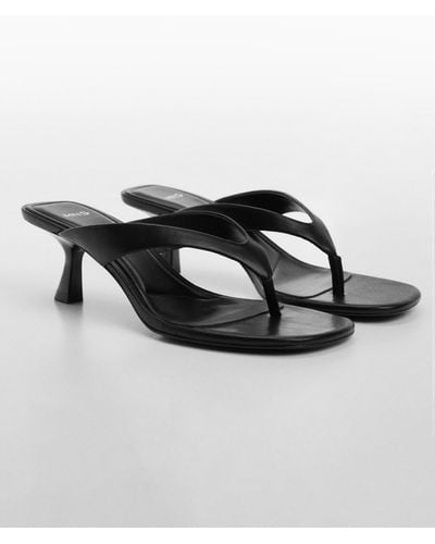Mango Kitten Heel Sandals - Black